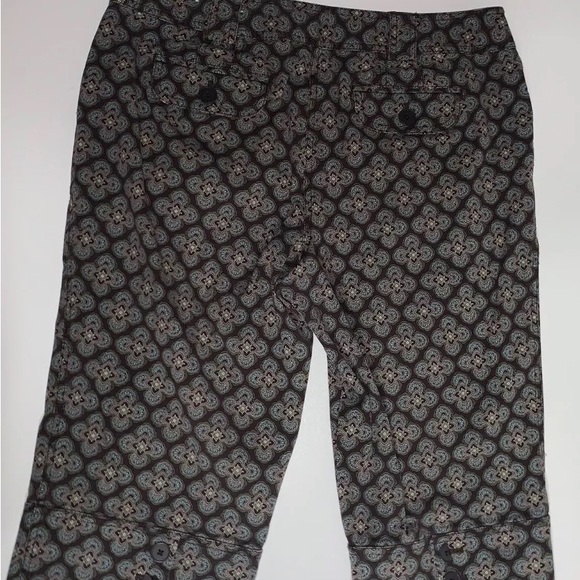 Ann Taylor Loft Women's Petite Brown Floral Cotton Mid Rise Capri Pants Size 14P - Picture 5 of 7
